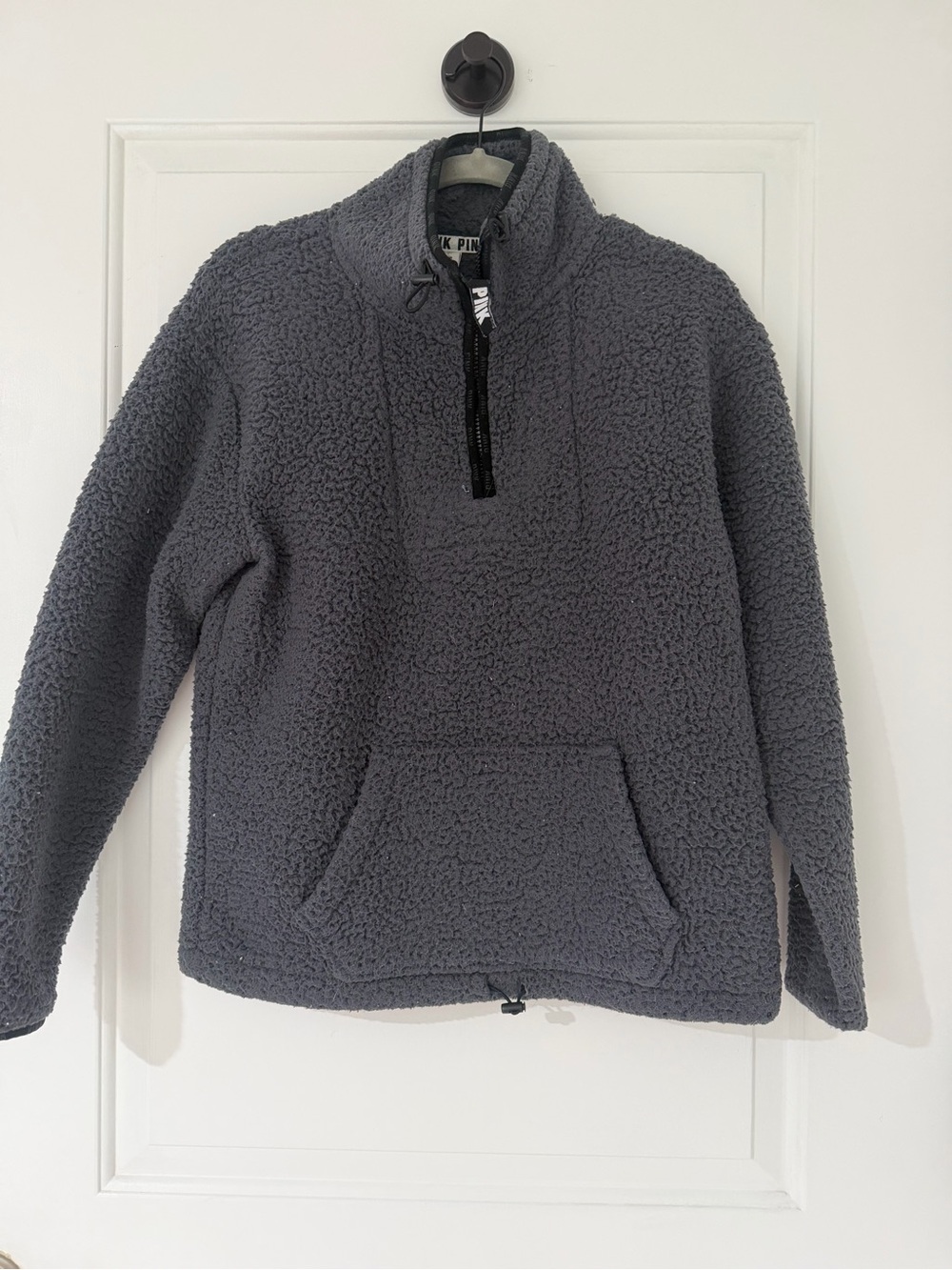 PINK Victoria's Secret Women’s Charcoal Sherpa Half-Zip Pullover